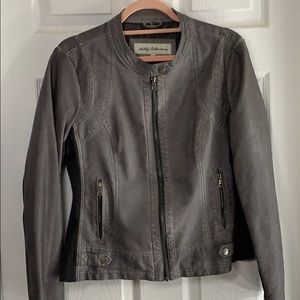 Sebby Collection Faux Leather Grey Jacket